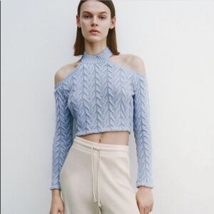 Zara Cold Shoulder Cropped Sweater